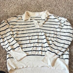 GAP Cream and Black Striped Sweater